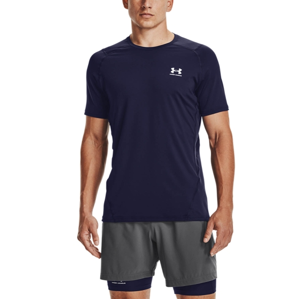 Men's Training T-Shirt Under Armour HeatGear Knit TShirt  Midnight Navy/White 13616830410