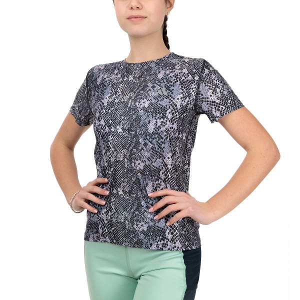 Women's Running T-Shirts adidas Fast AOP TShirt  Black/White HR5713
