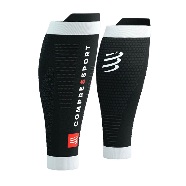 Compression Calf Sleeve Compressport R2 3.0 Compression Calf Sleeves  Black/White SU00047B910