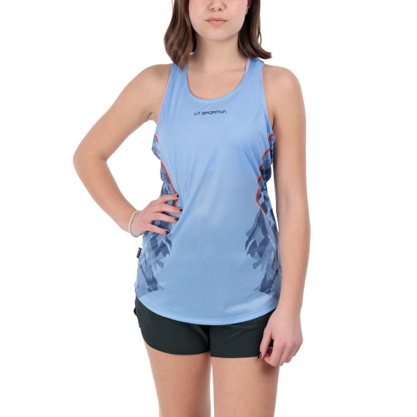 Canotte e Top Trail Running Donna La Sportiva Pacer Tank  Stone/Blue/Deep Sea Q54645643