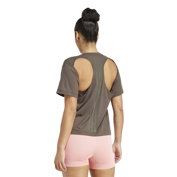 adidas Power Back 3 Stripes T-Shirt - Shadow Olive