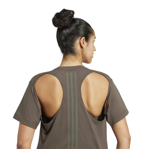adidas Power Back 3 Stripes T-Shirt - Shadow Olive