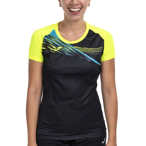 Women's Running T-Shirts Joma Elite X TShirt  Black/Fluor Yellow 901811.121