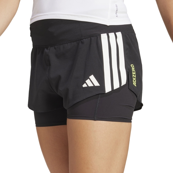 Women's Running Shorts adidas ADIZERO 2 in 1 Gel 1in Shorts  Black JD4224