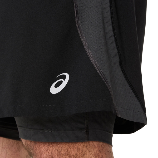 ASICS Road Logo 2 in 1 5in Pantaloncini - Performance Black/Graphite Grey