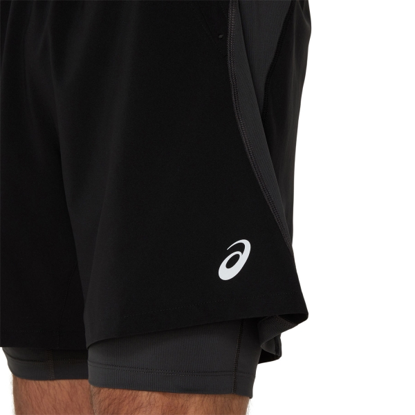 ASICS Road Logo 2 in 1 7in Shorts - Performance Black/Graphite Grey