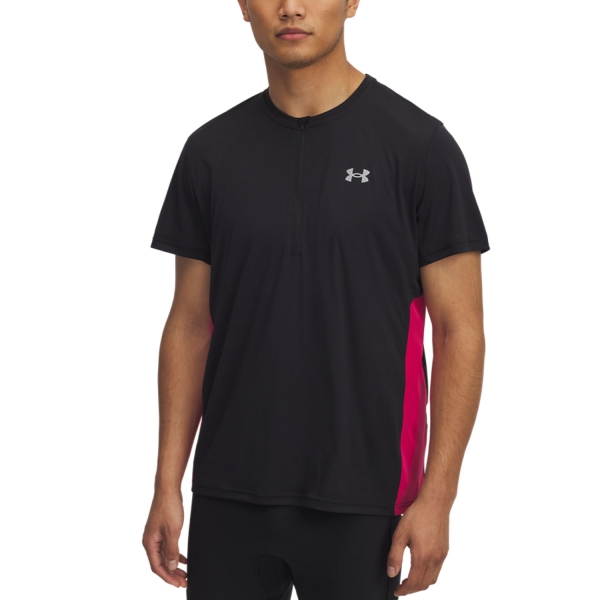 Men's  Short Sleeve Trail Running Shirts Under Armour TR TShirt  Black/Shaded Fuchsia/Reflective 13898080001