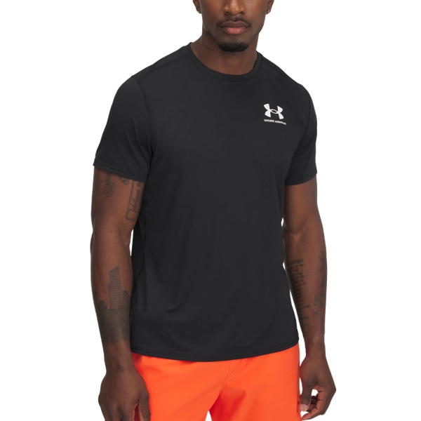 Men's Running T-Shirt Under Armour HeatGear Fitted TShirt  Black/White 60009390001