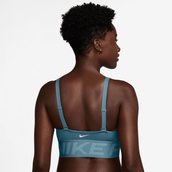 Nike Indy Plunge Sports Bra - Smokey Blue/Denim Turquoise/White