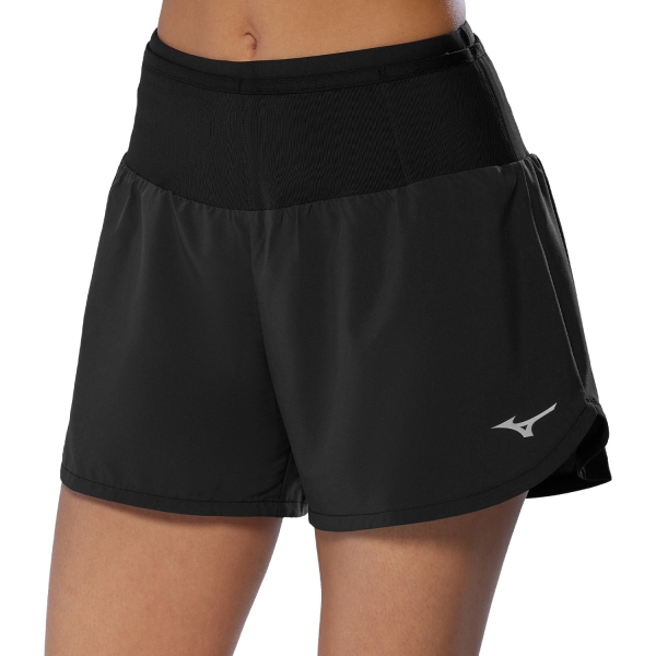 Women's Running Shorts Mizuno Multi Pocket 4in Shorts  Black J2GBB20209