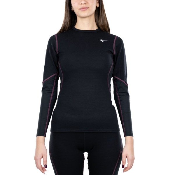 Women's Shirts Sport Underwear Mizuno Merino Wool Crew Shirt  Black/Violet Quartz A2GAA76197