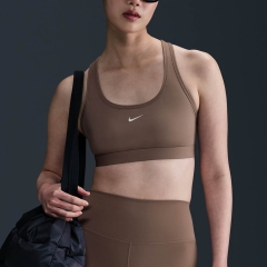 Nike Swoosh Light Sports Bra - Mink Brown/White