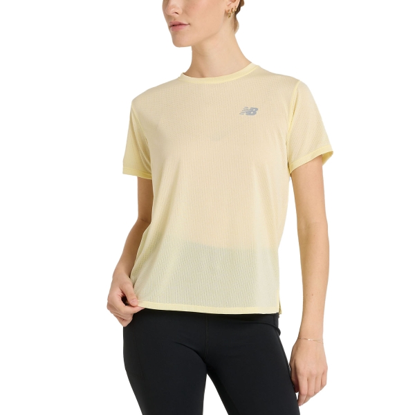 Women's Running T-Shirts New Balance Athletics TShirt  Parchment Heather WT41253PNT