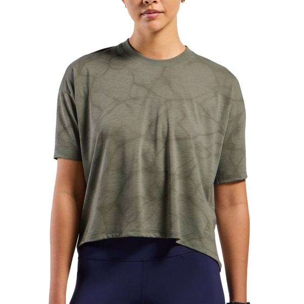 Women's Running T-Shirts Odlo Active 365 Natural Print TShirt  Vetiver/Melange 31460140457