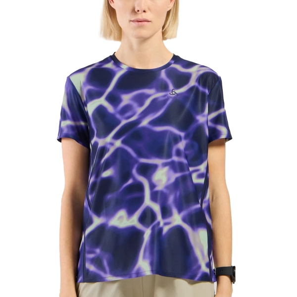 Women's Running T-Shirts Odlo Zeroweight ChillTec Print TShirt  Afterparty 31587121121