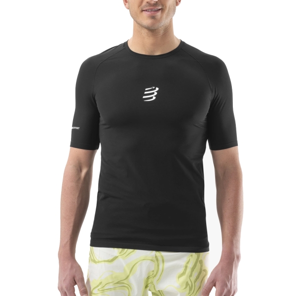 Men's  Short Sleeve Trail Running Shirts Compressport Pro TShirt  Black ATSM3639000