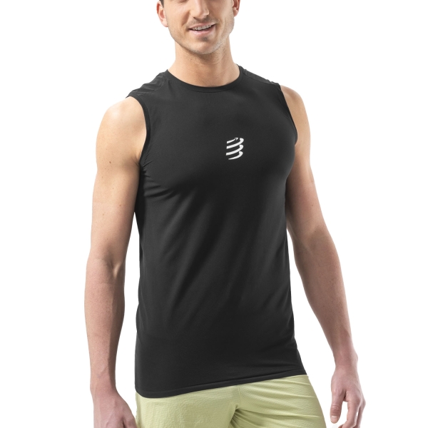 Men's Trail Running Tank Tops & Vests Compressport Logo Tank  Black ATSM3849000