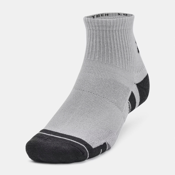 Under Armour Performance Tech Quarter x 3 Socks - Mod Gray/White/Jet Gray