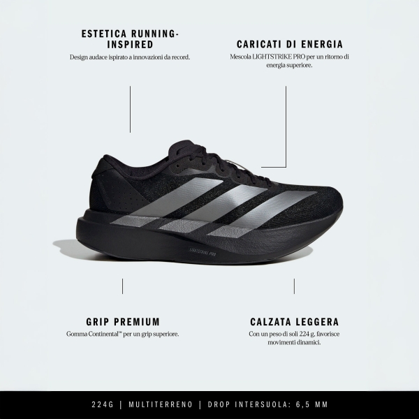 adidas ADIZERO Evo SL - Core Black/Iron Metallic