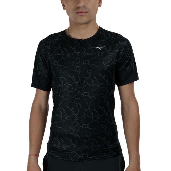 Men's  Short Sleeve Trail Running Shirts Mizuno Graphic TR TShirt  Black J2GAC00609