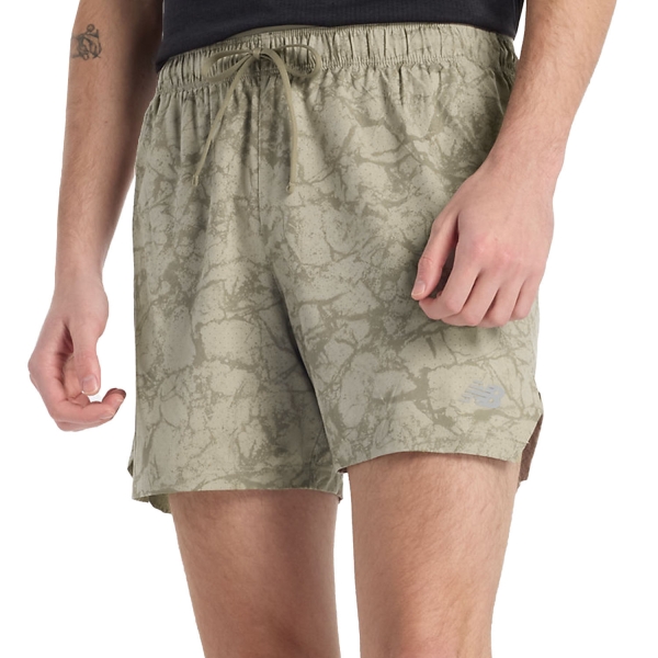 Men's Running Shorts New Balance RC Printed 5in Shorts  Arid Stone MS43285ADS