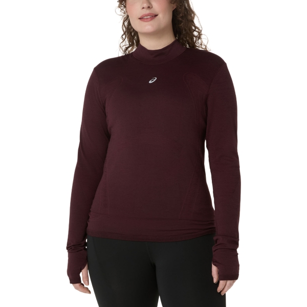 Women's Running Shirt ASICS Road Winter Shirt  Dark Currant 2012D277600