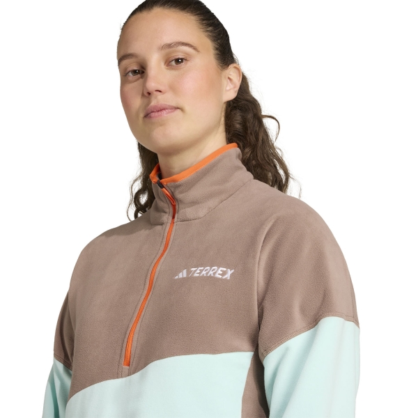 adidas Terrex Multi Climawarm Sweatshirt - Trace Brown/Semi Flash Aqua/Semi Impact Orange