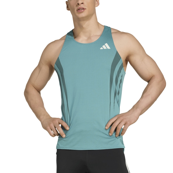 Canotta Running Uomo adidas ADIZERO Archive Top  Powder Teal JV9307
