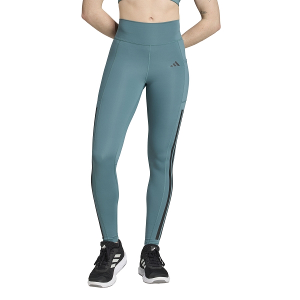 Pants e Tights Fitness e Training Donna adidas Optime 3 Stripes Tights  Preloved Teal JX7320