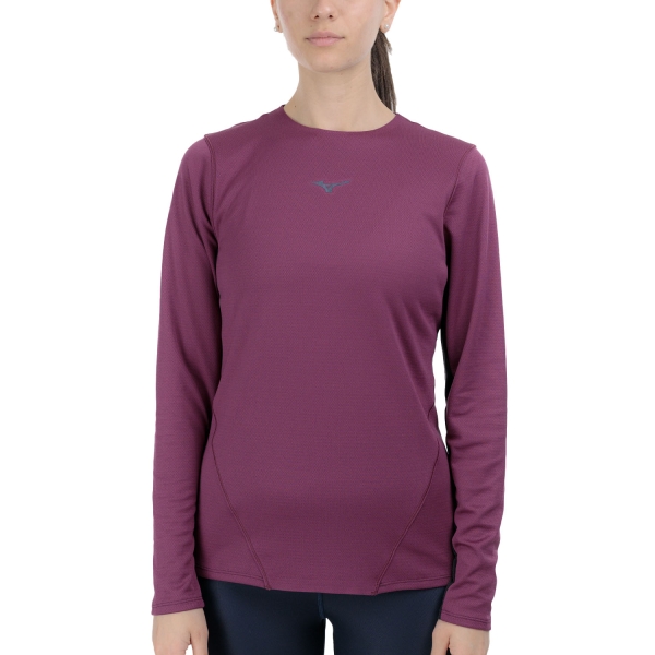 Women's Running Shirt Mizuno Tech Thermal Charge Pro Shirt  Dark Purple J2GAC70368
