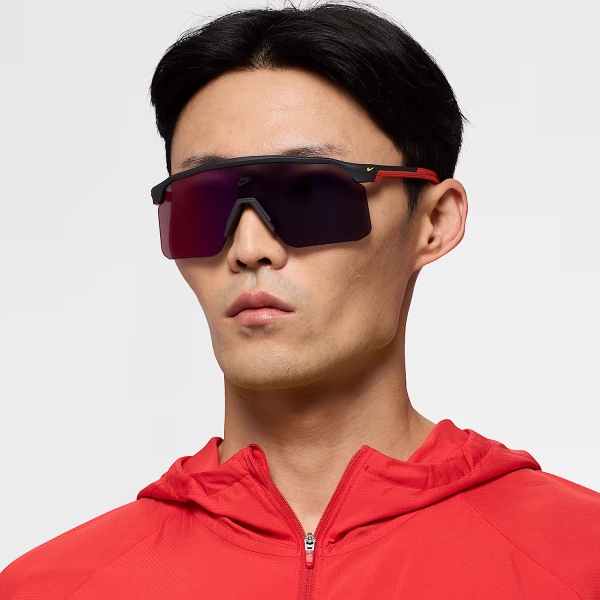 Running Sunglasses Nike Expedition Shield Sunglasses  Matte Dark Smoke Grey/Red Mirror NKIU4705XN200