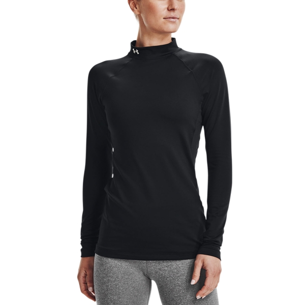 Women's Running Shirt Under Armour ColdGear Authentics Shirt  Black/White 13687020001