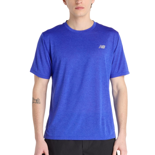 Maglietta Running Uomo New Balance Athletics Run TShirt  Blue Gemstone Heather MT41253BEA