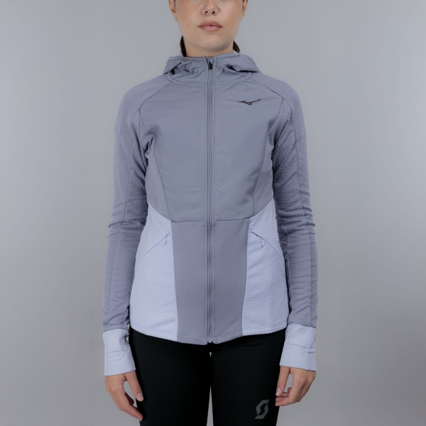 Women's Running Jacket Mizuno Active Warmalite Hybrid Jacket  Quicksilver J2GCC70106