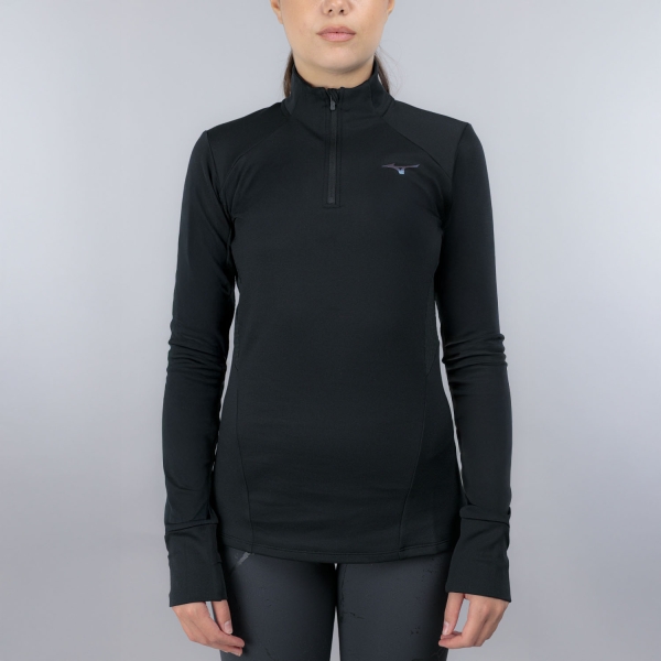 Women's Running Shirt Mizuno Active Warmalite Shirt  Black J2GCC70509