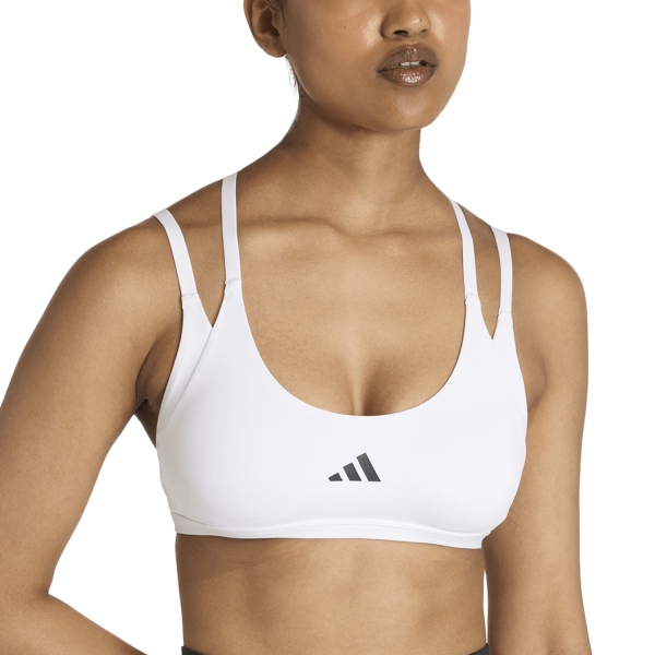 Women's Sports Bra adidas Optime Workout Strappy Sports Bra  White JZ5097