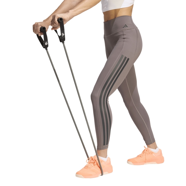 Women's Fitness & Training Pants and Tights adidas Optime 3 Stripes 7/8 Tights  Charcoal KE7530