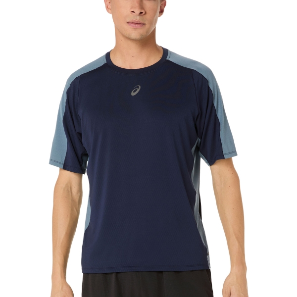 Men's  Short Sleeve Trail Running Shirts ASICS Fujitrail Elite TShirt  Midnight/Ironclad 2011D264402