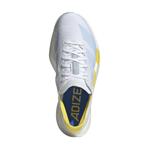adidas ADIZERO adios Pro 4 - Cloud White/Glow Blue/Yellow