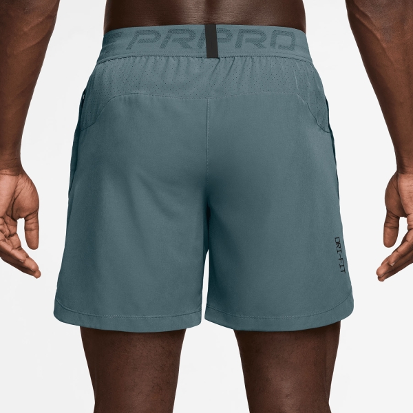 Nike Pro 6in Shorts - Mineral Slate/Green Strike