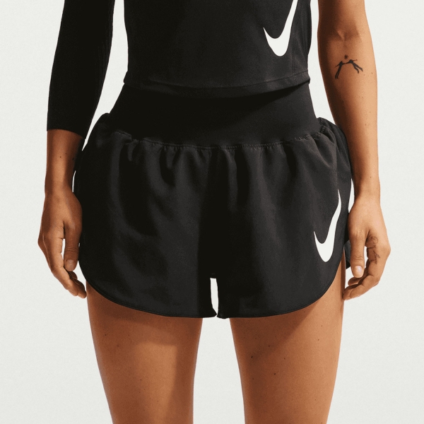Women's Running Shorts Nike Tempo Flow Swoosh 3in Shorts  Black/Reflective Silver/White IF1473010