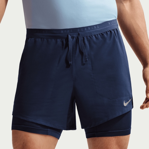 Men's Running Shorts Nike Stride Hybrid 5in Shorts  Midnight Navy/Reflective Silver IF2048410
