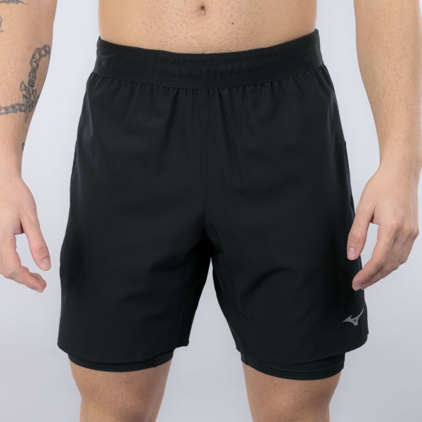 Men's Running Shorts Mizuno Core Pro 2 in 1 7.5in Shorts  Black J2GBD00609