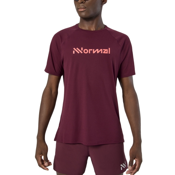 Men's  Short Sleeve Trail Running Shirts NNormal Race 02 TShirt  Burgundy NC2TS1M003