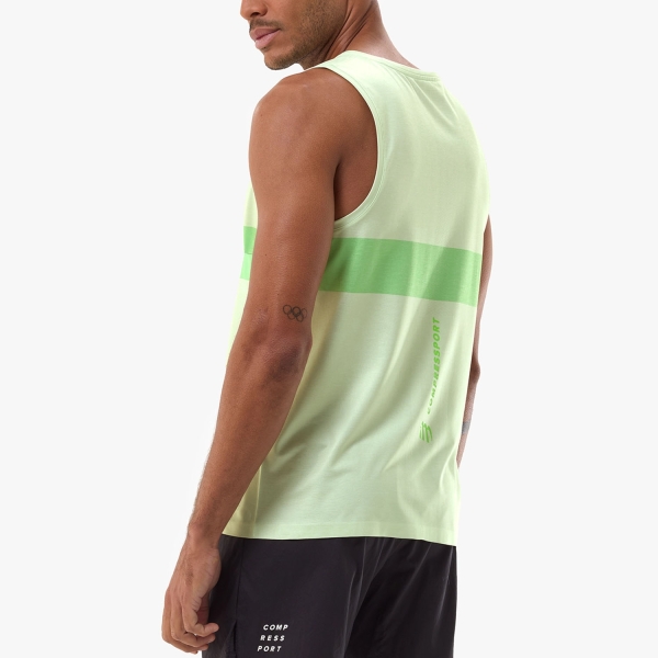 Compressport Performance Tank - Cream/Neon Green