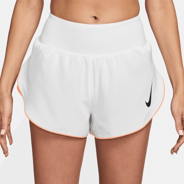 Women's Running Shorts Nike Tempo Flow Swoosh 3in Shorts  White/Orange Pulse/Reflective Silver/Black IF1473101