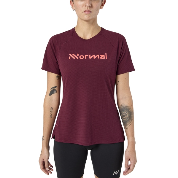 Women's Short Sleeve Shirts Trail Running NNormal Race 02 TShirt  Burgundy NC2TS1W003