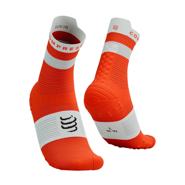 Compressport Pro Racing V4.0 Run High Socks - Tigerlily/White