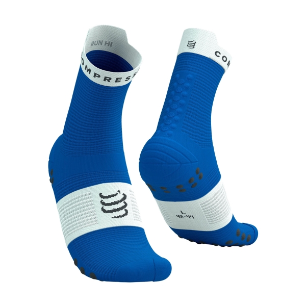 Compressport Pro Racing V4.0 Run High Calze - Princess Blue/White