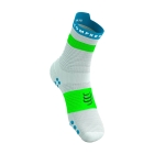 Compressport Pro Racing V4.0 Run High Socks - White/Norse Blue/Neon Green